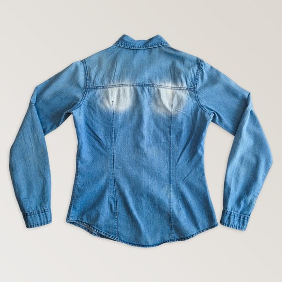 JAPNA Cotton Lightweight Classic Blue Shirt, Long Sleeve Casual Shirt, Size S - Picture 2 of 9